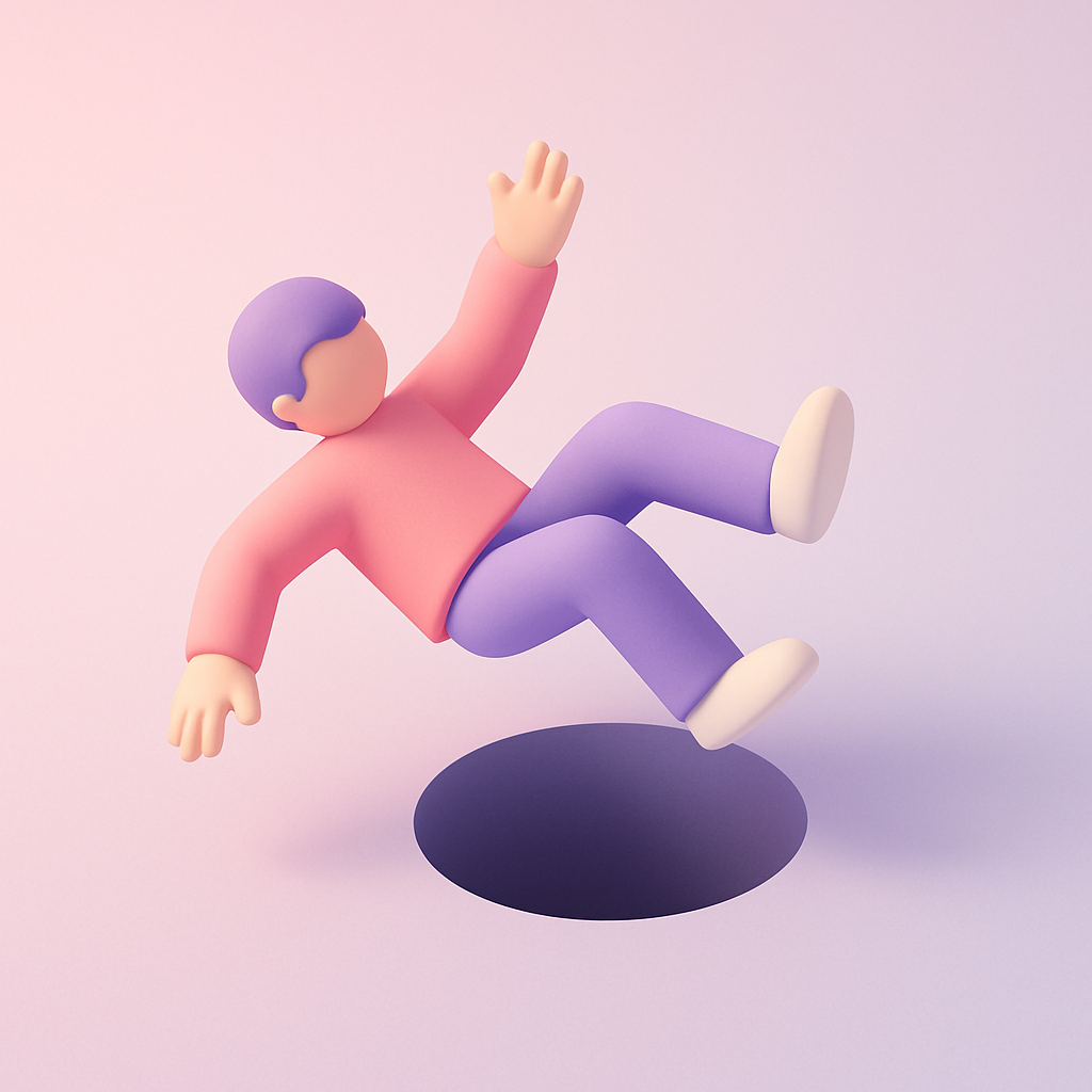 person falling in pit