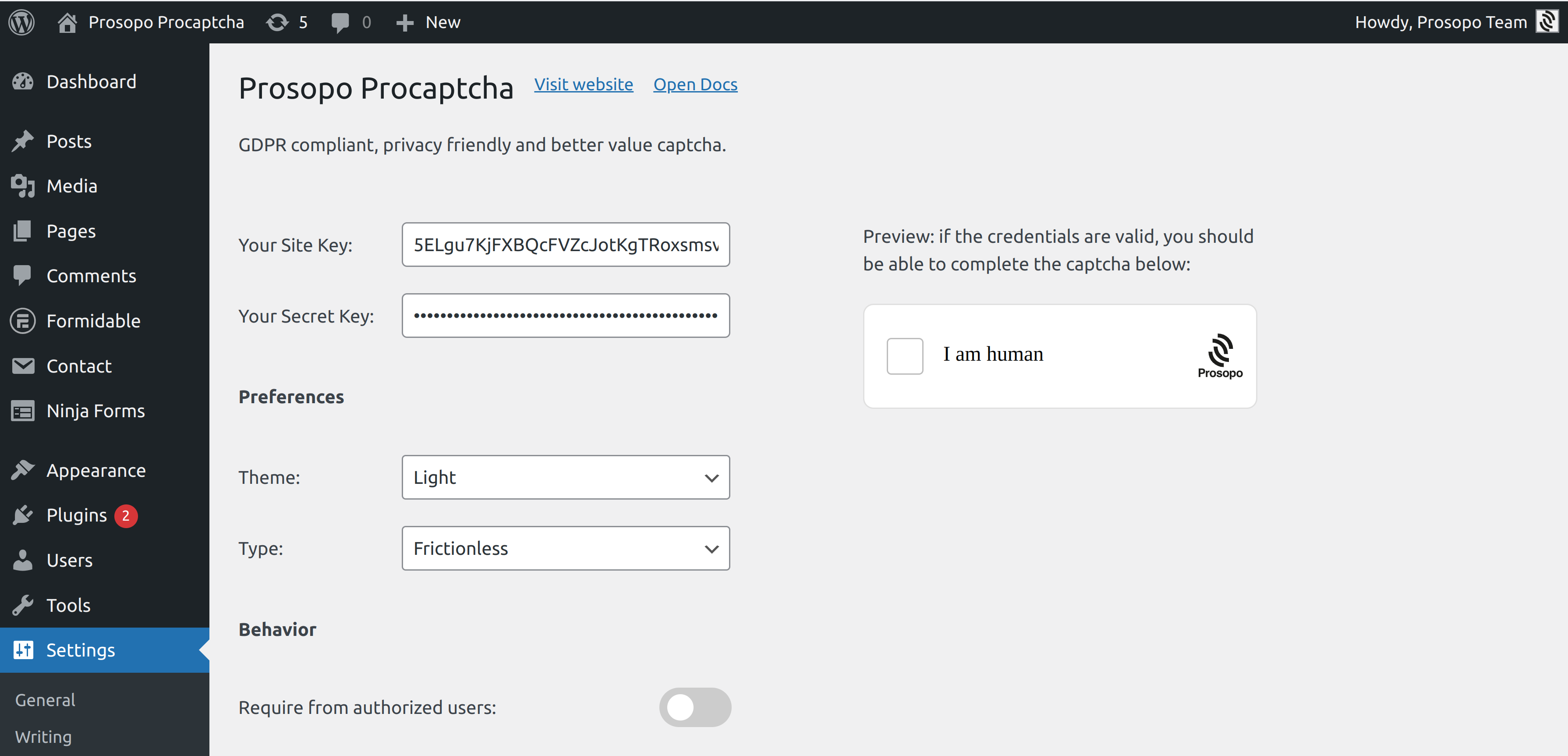 prosopo-procaptcha-wordpress-settings