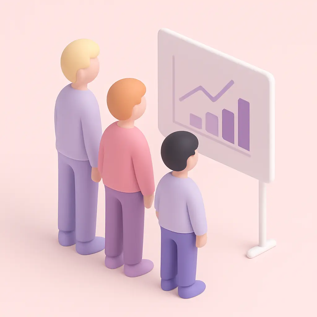 Team looking at whiteboard